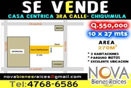 Vendo Bonita Casa en Chiquimula Centrica  de 3hab en la 3ra Calle