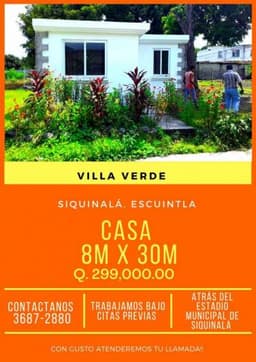 Casas en Escuintla, atrás del estadio de Siquinalá