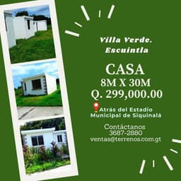Hermosa casa en venta en Siquinalá, Escuintla