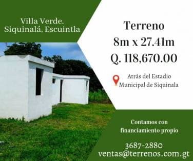 Terrenos en venta en Siquinalá — foto 1