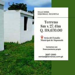 venta de terrenos en Siquinala