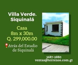 Venta de Casa en Siquinala