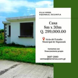 Ultima casa en venta en Siquinala