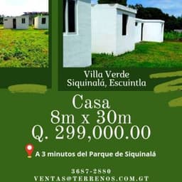 Casa en Siquinala en un ambiente fresco