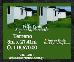 Terrenos en Siquinala con facilidades de pago