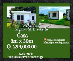 Casa en venta en Siquinala con facilidades de pago
