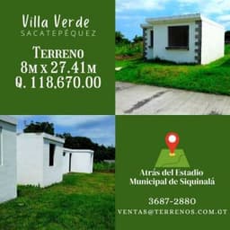 Atrás del estadio de Siquinalá, terrenos en venta