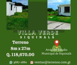 Vendo Terrenos en un área privada en Siquinala