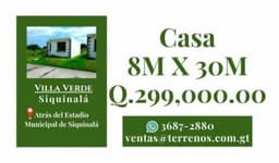 Casas en venta en Siquinalá, contamos con facilidades de pagos