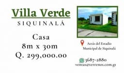Casas en venta en Siquinala