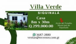 Casas en venta en Siquinala