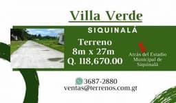 Terrenos en Siquinala