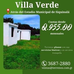 Vendo bellezas de terrenos en Siquinala, atrás del estadio