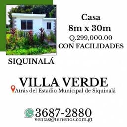 Invierta para su futuro, casa en venta en Siquinalá con facilidades