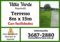 Adquiere tu amplio terreno en Siquinala, contamos con facilidades de pago