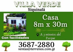 Aproveche, Casa cerca del parque de Siquinala con facilidades