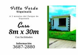 Invierta en una casa en Siquinala, atrás del estadio