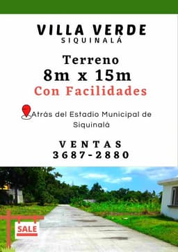 Vive o invierte en Siquinala. contamos con facilidades de pago
