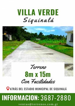 Terrenos en venta, invierta cerca del Parque de Siquinala