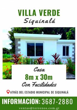 Casa en venta, invierta atrás del Estadio de Siquinala