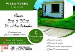 Casas en venta atrás del Estadio de Siquinala