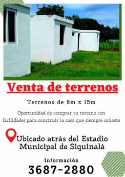 Lotes con facilidades atrás del Estadio de Siquinala