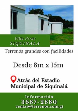 Terrenos a buen precio en Siquinala