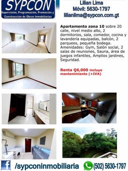 Apartamento zona 10 Acueducto 20 calle