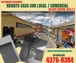 VENDO PROPIEDAD COMERCIAL EN XELA, Z.1  a inmediaciones de parque el calvario y parque a Centroamérica, cerca de las flores