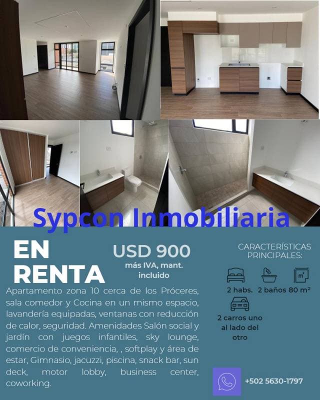Apartamento zona 10 de 2 dormitorios — foto 1