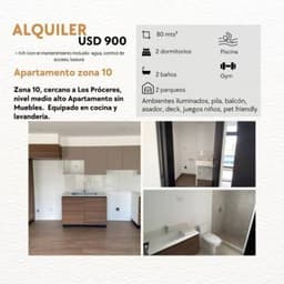 Apartamento zona 10 cerca de los Próceres