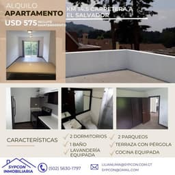 Apartamento de 2 dormitorios rento en km 14.5 carretera a el salvador
