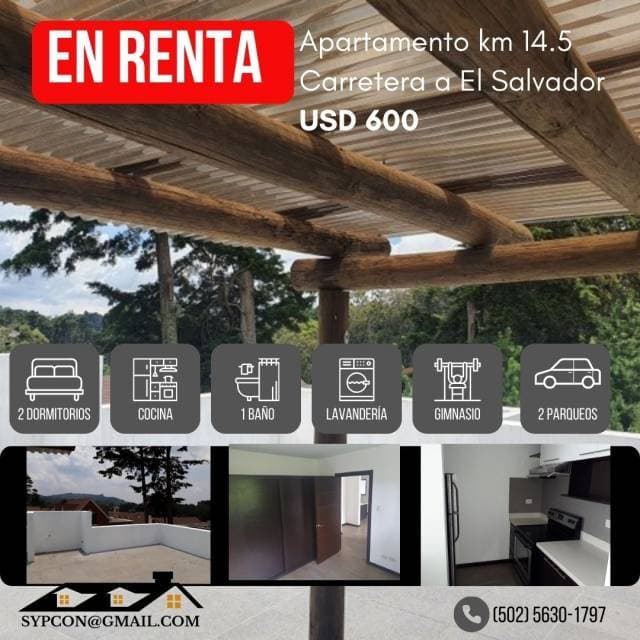 Apartamento en renta km 14.5 carretera a el salvador — foto 1