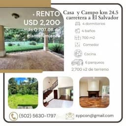 Casa en renta en Condominio Casa y Campo km 24.5 Carretera a el salvador