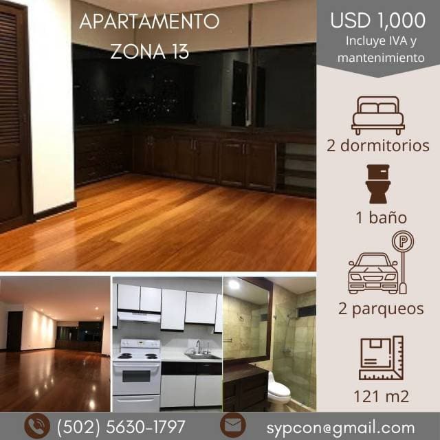 Apartamento en renta zona 13 sin muebles de 2 dormitorios — foto 5