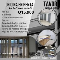 Oficina nivel medio zona 9 Avenida Reforma en renta de 185m2