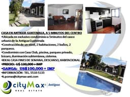 CITYMAX VENDE CASA CON PISCINA A POCOS MINUTOS DEL CENTRO DE ANTIGUA GUATEMALA