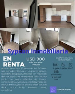 Apartamento zona 10 de 2 dormitorios